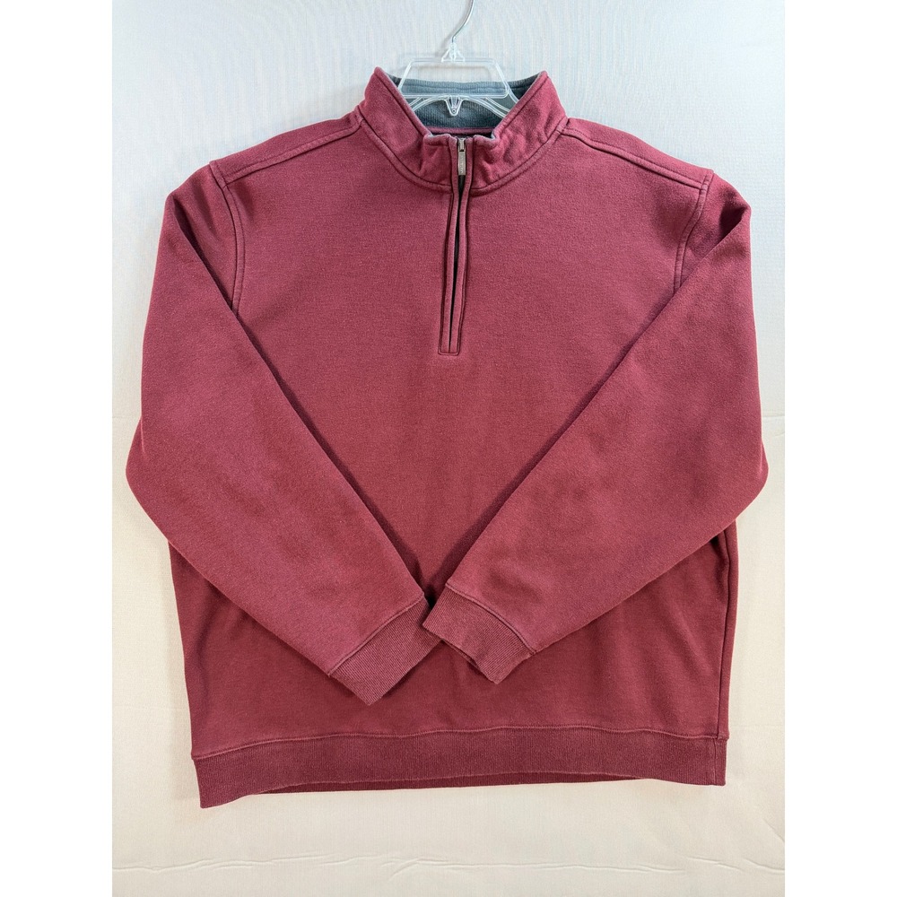 Van Heusen Flex Mens XL Classic Fit Quarter Zip Pullover Sweatshirt Burgundy